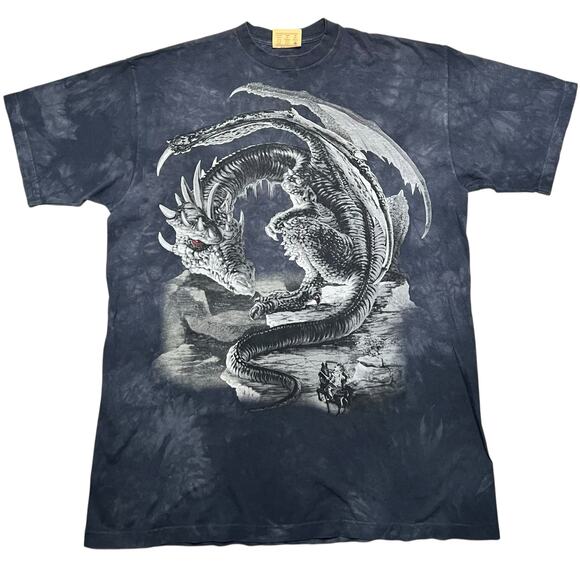 Vintage The Mountain Large Print Dragon Tie Dye T-Shirt - Y2K Graphic Tee - XL - Picture 1 of 7